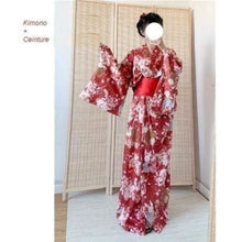 Charger l&#39;image dans la galerie, Kimono Traditionnel Tsubasa Kimono Femme Kimonojaponais rouge + ceinture 
