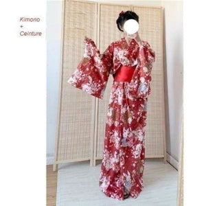 Kimono Traditionnel Tsubasa Kimono Femme Kimonojaponais rouge + ceinture 
