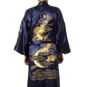 Kimono Yukata Dragon Kimonojaponais Bleu marine S 