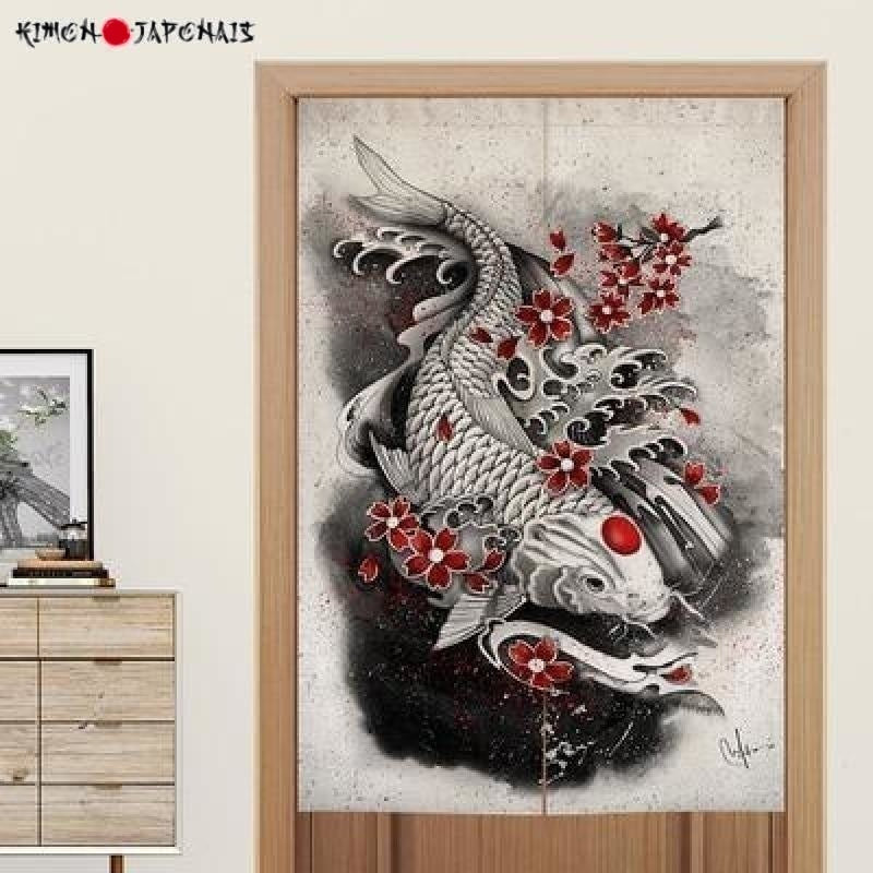 Noren japonais Carpe Sakura - Kimono Japonais