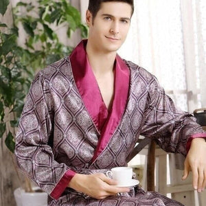 Peignoir Japonais Kento Pyjama Jinbei Homme Kimonojaponais Mauve 2 L 