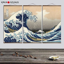 Charger l&#39;image dans la galerie, posters and prints Painting wall art Japanese style Ukiyo e Kanagawa Surf Canvas art Painting wall pictures For Living Room - Kimono Japonais
