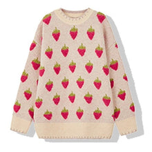 Charger l&#39;image dans la galerie, Pull japonais Kawaii en tricot motifs fraises - Kimono Japonais
