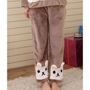 Pyjama Japonais d´hiver Femme ´´Ours brun´´ Pyjama Jinbei Femme Kimonojaponais 