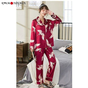 Pyjama Japonais Grues blanches - Kimono Japonais