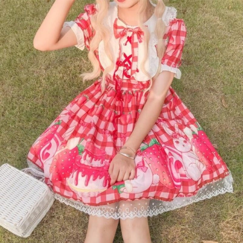 Robe Japonaise cosplay Kawaii lolita fraise - Kimono Japonais