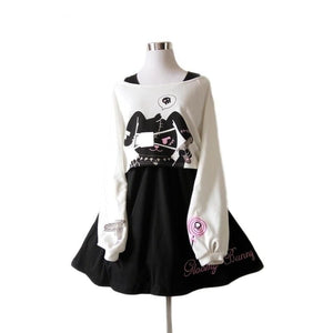 Robe Japonaise Kawaii lapin noir - Kimono Japonais