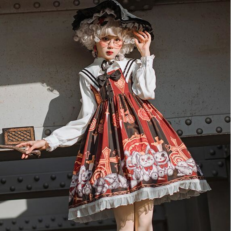 Robe Kawaii Lolita Steampunk Macabre D1 / L Robe
