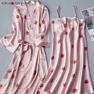 Robe Kimono Femme Satin Rosier L Pyjama Jinbei Femme