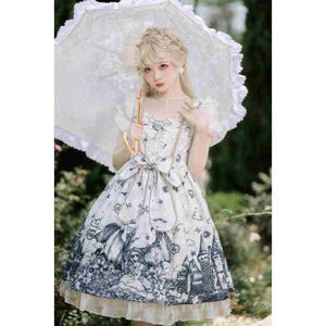 Robe Lolita Kawaii Gothique Tueuse De Dragon Blanc Robe