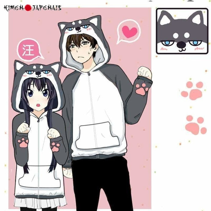 Sweatshirt à capuche Kawaii Husky - Kimono Japonais