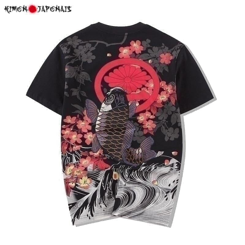 T shirt carpe Koi T-shirts Kimonojaponais Noir L 