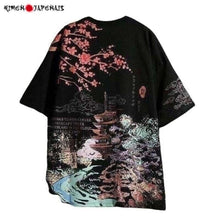 Charger l&#39;image dans la galerie, T-shirt Fuji Sakura T-shirts Kimonojaponais Noir M 
