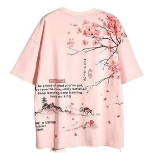 T-shirt Fuji Sakura T-shirts Kimonojaponais Rose XL 