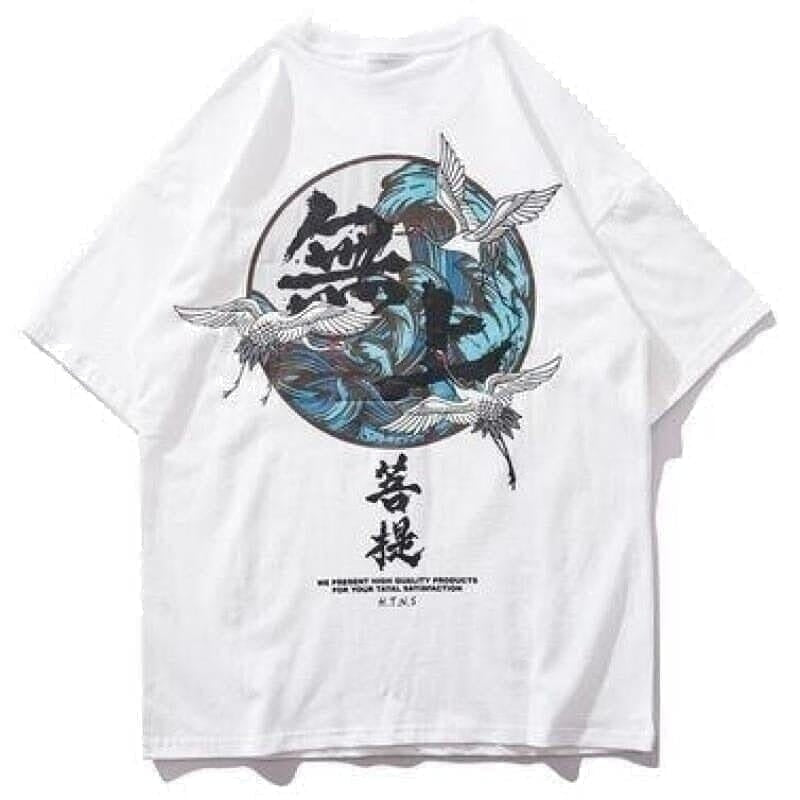 T-shirt Grues en mer T-shirts Kimonojaponais Blanc M 