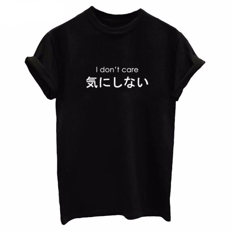 Female T-Shirt I Am Sad Women's Summer O-Neck Black Letter Japanese Harajuku Short Sleeve Tee
