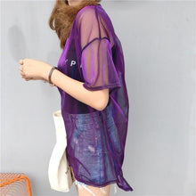 Charger l&#39;image dans la galerie, T-shirt Japonais Kawaii transparent violet Harajuku style - Kimono Japonais
