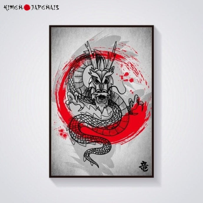 Tableau Dragon Samurai - Kimono Japonais