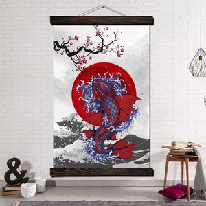 Tableau Japonais Carpe Koï et Cerisier - Kimono Japonais