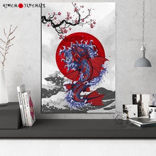 Charger l&#39;image dans la galerie, Tableau Japonais Carpe Koï et Cerisier - Kimono Japonais
