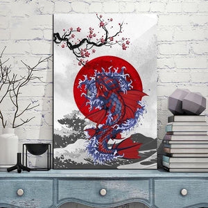 Tableau Japonais Carpe Koï et Cerisier - Kimono Japonais