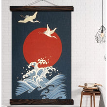 Charger l&#39;image dans la galerie, Tableau Japonais Danse de grues - Kimono Japonais
