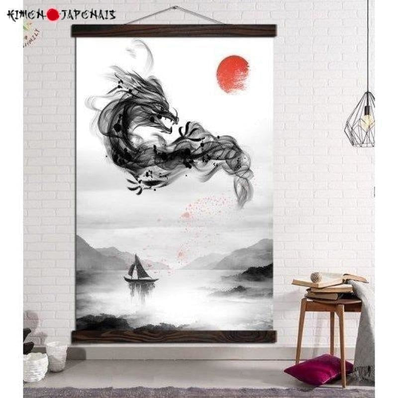 Tableau Japonais Dragon du lac - Kimono Japonais