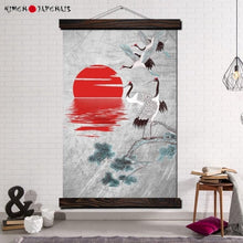Charger l&#39;image dans la galerie, Tableau Japonais envol des grues - Kimono Japonais
