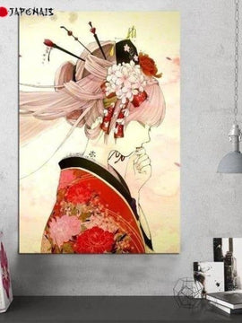 Tableau Japonais Kimono rouge