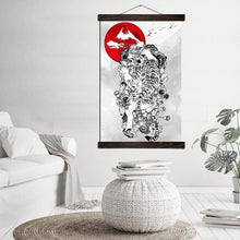 Charger l&#39;image dans la galerie, Tableau Japonais Tigre Et Soleil 60X90Cm Avec Support Tableaux Japonais
