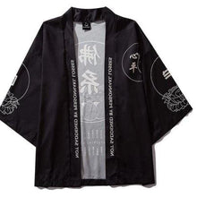 Charger l&#39;image dans la galerie, Veste Kimono Black Samurai Kimono Cardigan Haori mixte Kimonojaponais 
