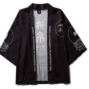 Veste Kimono Black Samurai Kimono Cardigan Haori mixte Kimonojaponais 