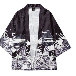 Veste Kimono Dragon des mers Kimono Cardigan Haori mixte Kimonojaponais 