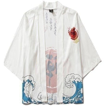 Charger l&#39;image dans la galerie, Veste Kimono Femme Blue waves Kimono Cardigan Haori mixte Kimonojaponais 
