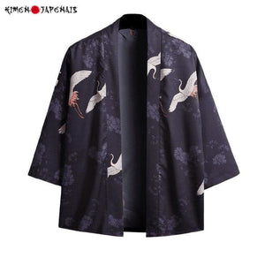 Veste Kimono Femme Grues Songe - Kimono Japonais