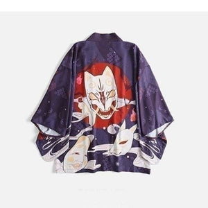 Veste Kimono Femme Kabuki Kimono Cardigan Haori mixte Kimonomania Violet 