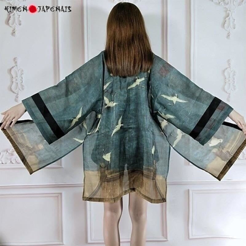 Veste Kimono Femme Kanji Kimono Cardigan Haori mixte Kimonojaponais 