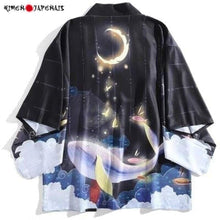 Charger l&#39;image dans la galerie, Veste Kimono Femme ´ Kun Haori´ Kimono Cardigan Haori mixte kimonojaponais Noir M/L 
