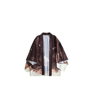 Veste Kimono Femme ´´Mer´´ Kimono Cardigan Haori mixte Kimonomania Marron XL 