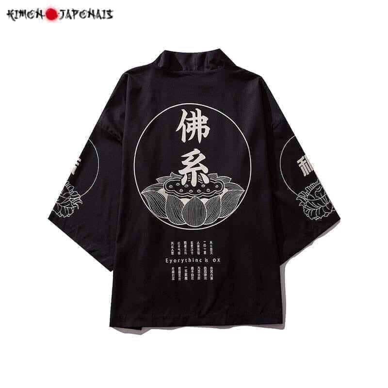 Veste Kimono Force et pouvoir Kimono Cardigan Haori mixte Kimonojaponais L 