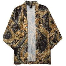 Charger l&#39;image dans la galerie, Veste Kimono Golden Dragon Kimono Cardigan Haori mixte Kimonojaponais 
