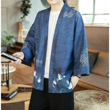 Charger l&#39;image dans la galerie, Veste Kimono Grues et Vagues - Kimono Japonais
