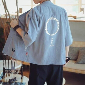 Veste Kimono Homme Fujiko Kimonos Cardigan Street Mixte Kimonojaponais Bleu clair M 