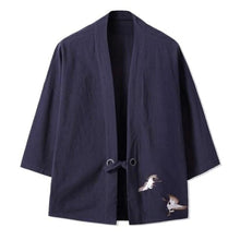Charger l&#39;image dans la galerie, Veste Kimono Homme Kyoto Kimonos Cardigan Street Mixte Kimonojaponais Marine L (Personne 57-64 Kgs) 
