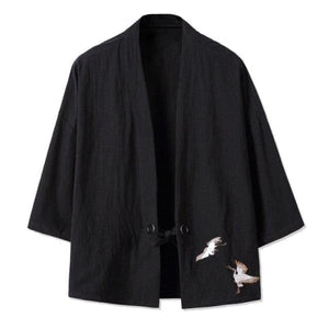 Veste Kimono Homme Kyoto Kimonos Cardigan Street Mixte Kimonojaponais Noir L (Personne 57-64 Kgs) 