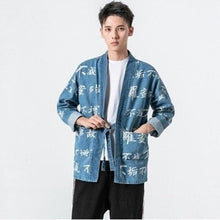 Charger l&#39;image dans la galerie, Veste Kimono Homme Narogi Hitoko Kimonos Cardigan Street Mixte Kimonojaponais Bleu M 
