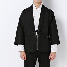 Charger l&#39;image dans la galerie, Veste Kimono Homme Noire Kimonos Cardigan Street mixte Kimono Japonais 
