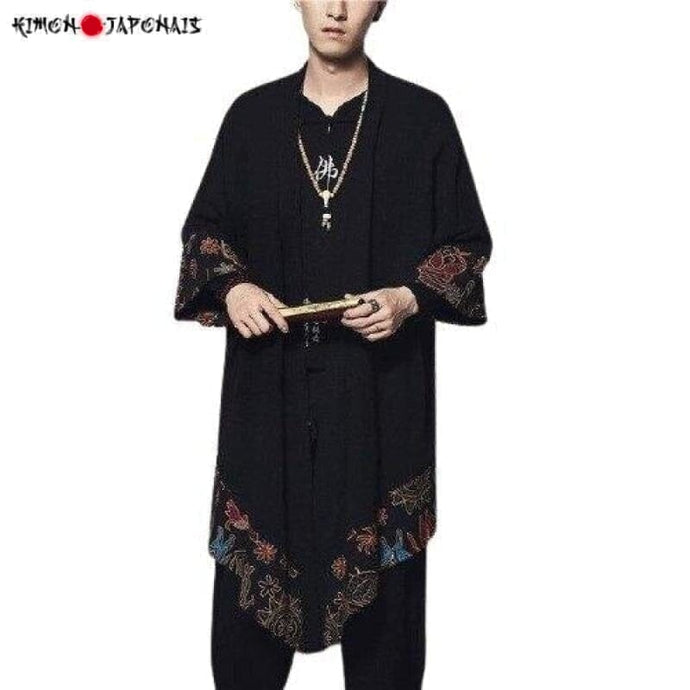 Veste Kimono Homme Oda Kimonos Cardigan Street Mixte Kimonojaponais Noir XL 