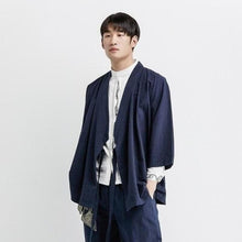 Charger l&#39;image dans la galerie, Veste Kimono Homme ´San´ Kimonos Cardigan Street Mixte Kimonojaponais Bleu M 
