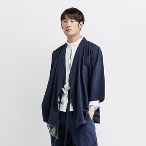 Veste Kimono Homme ´San´ Kimonos Cardigan Street Mixte Kimonojaponais Bleu M 